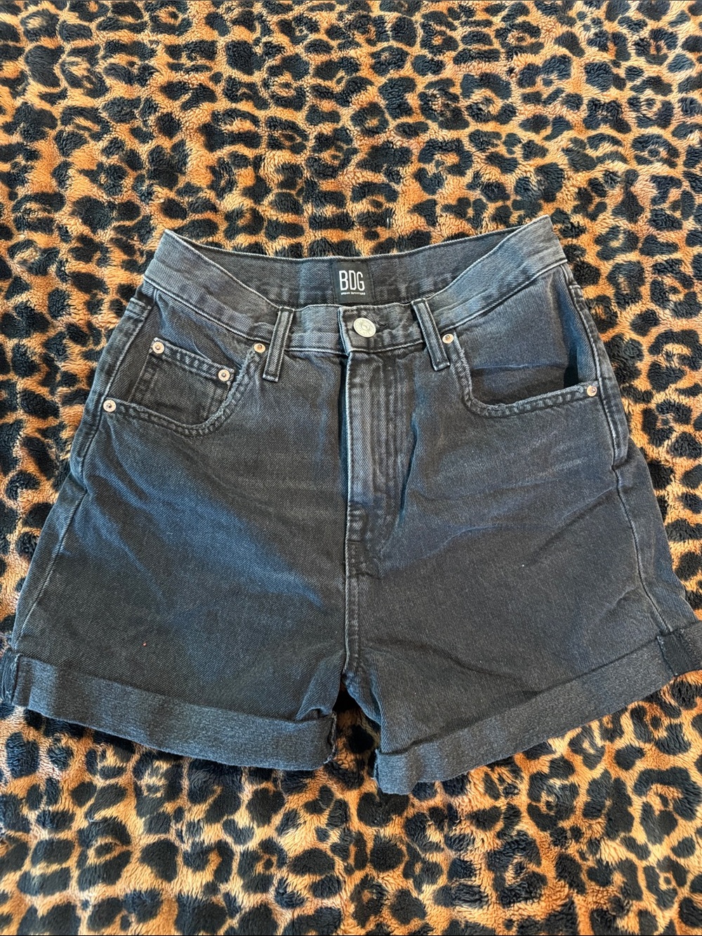 BDG Black Rolled Hem Denim Shorts